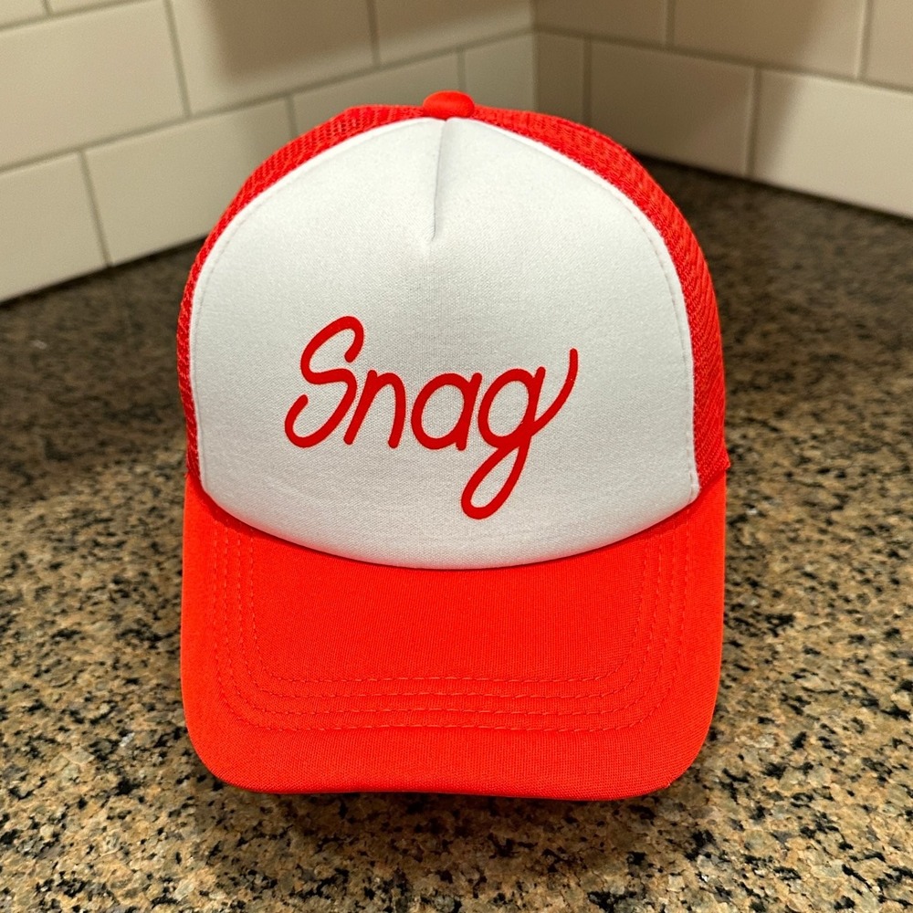 Snag Trucker Hat Baseball Cap Adjustable Snapback Red White Casual Mesh
